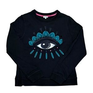 Kenzo Black Eye Embroidered Cotton Crew Neck Sweatshirt Women’s Sz M
